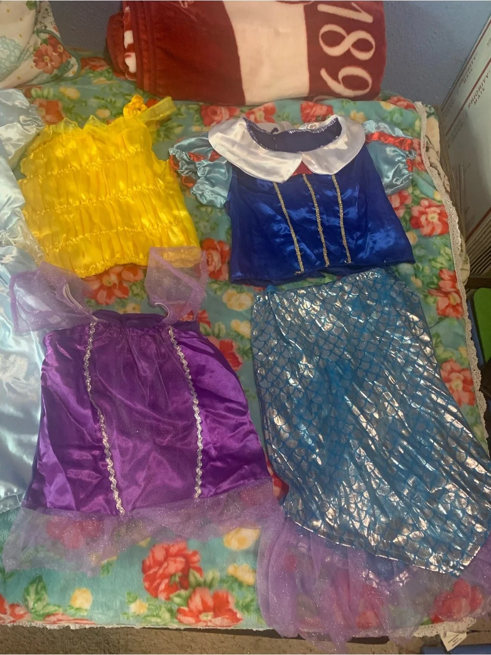 Disney Character Girls Costume Bundle 5 Tops 2 Skirts 1 Harem Pant